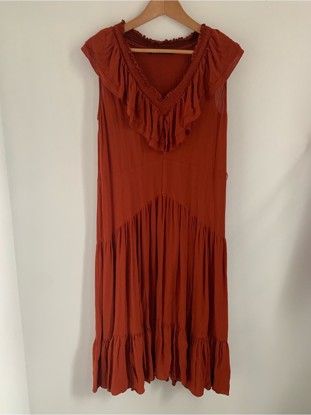 Zara Ruffle Tiered Midi Dress